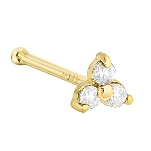 Jewelry Avalanche 22G 14K Gold 3-stone 0.03ctw Moissanite Ball-end Nose Stud - 1 of 4