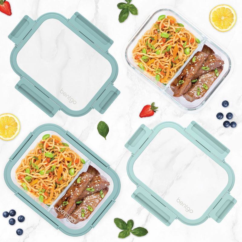 Bentgo 2pc 4.4c Glass 2 Compartment Meal Prep Container Coastal, 3 of 10