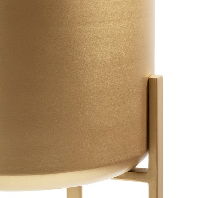 Gabi Gold Metal Freestanding Planter Set, 12 x 27