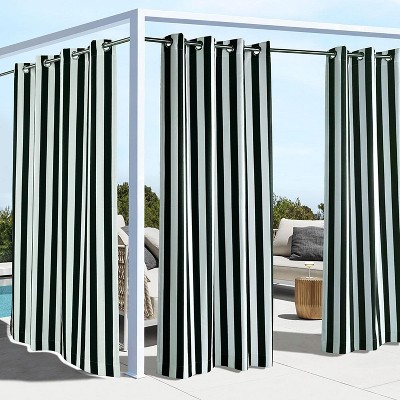 Commonwealth Outdoor Decor Coastal Stripe Printed Top Panel With 8 Metal Grommets - Black