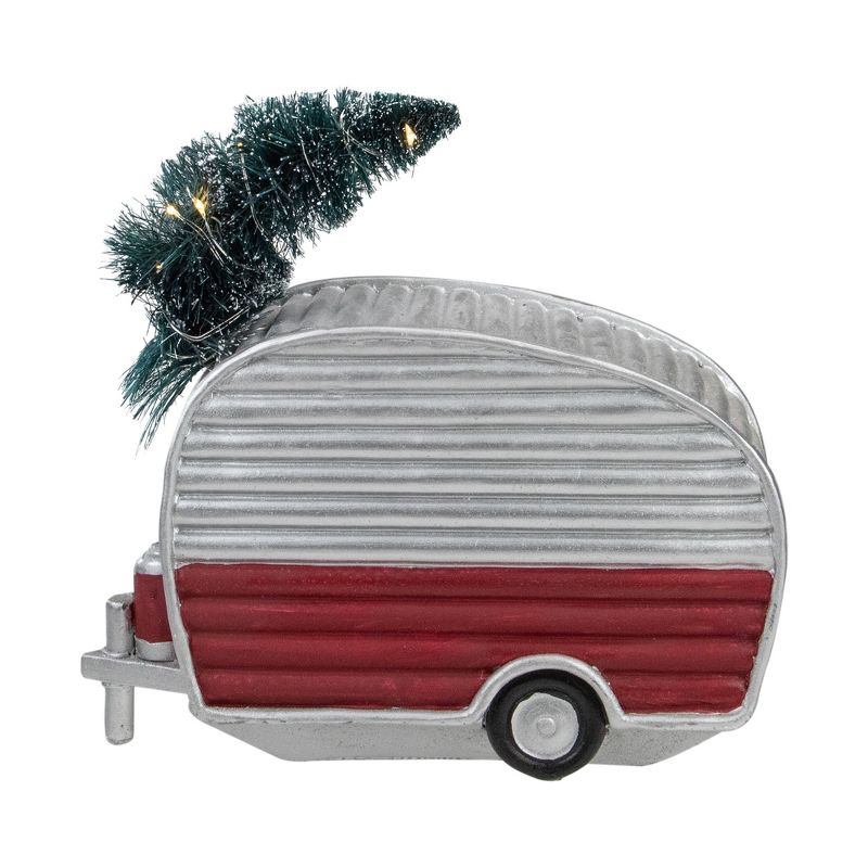 Northlight 8.5" LED Lighted Camper with Pine Bough Christmas Decoration, 3 of 5