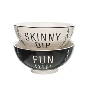 Totalee Gift Fun Dip /Skinny Dip Bowls Set of 2 Ceramic Black - 1 of 1
