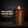 LumiPur 3.5"x5" Signature Natural Glow Flickering Flameless LED Wax Pillar Candle Cocoa Brown - 3 of 4