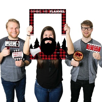 Big Dot of Happiness Lumberjack - Channel the Flannel - Buffalo Plaid Party Selfie Photo Booth Picture Frame and Props - Printed on Sturdy Material