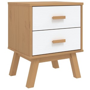 vidaXL Bedside Cabinet Storage End Table Bedroom Furniture Solid Wood Pine - Brown - 1 of 4
