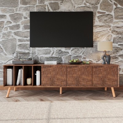 Mid-Century TV Stand With 5 Solid Wood Legs TVs Up To 80'',Mid Century Style Entertainment Center,Media Console Table -Maison Boucle