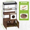 60'' Large Litter Box Enclosure with Storage Shelf, Hidden Litter Box Furniture with Condo, Hammock, Scratching Mat and Playing Ball - 3 of 4