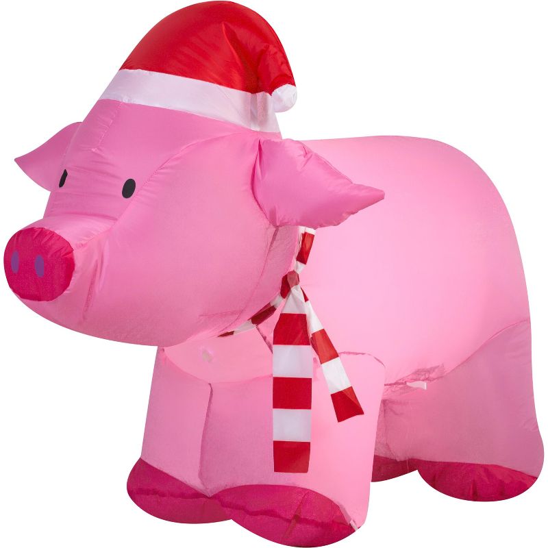 Gemmy Christmas Airblown Inflatable Outdoor Pig, 2.5 ft Tall, Multicolored, 1 of 4