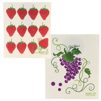 Swedish Dish Cloth 7.75" Grapevine & Strawberries Eco Friendly  -  Dish Cloth