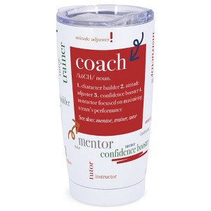 Elanze Designs 20 oz Stainless Steel On the Go Insulated Travel Tumbler With Push Top Lid, Coach Definition Word Cloud White - 1 of 4