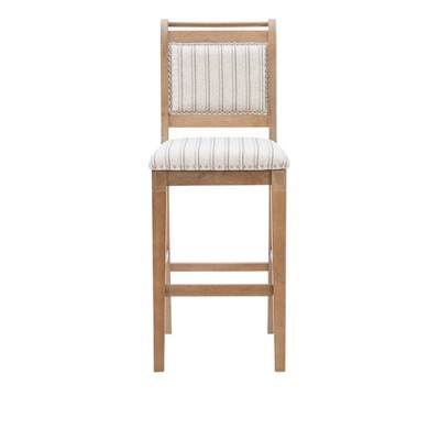 Emmy 30" Gray Wash Full Back Stripe Fabric Barstool