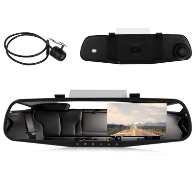 Dual DVR Dash Cam and Backup Camera System for Safety with Full HD 1080P Display, Easy Installation, 4.3" Rearview Mirror
