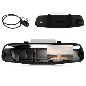 Dual DVR Dash Cam and Backup Camera System for Safety with Full HD 1080P Display, Easy Installation, 4.3" Rearview Mirror - 1 of 4