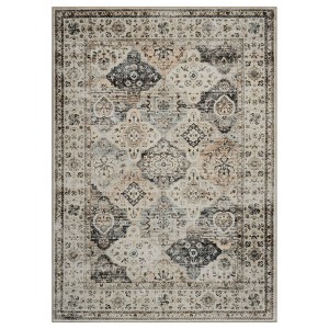 Fulvari Vintage Area Rug for Living Room, Non Slip Machine Washable Distressed Floor Carpet, Low Pile Traditional Floral Print Rug - 1 of 4