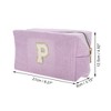 Unique Bargains Corduroy Rectangular Letter Makeup Bag Pink Purple 1 Pc - 2 of 4