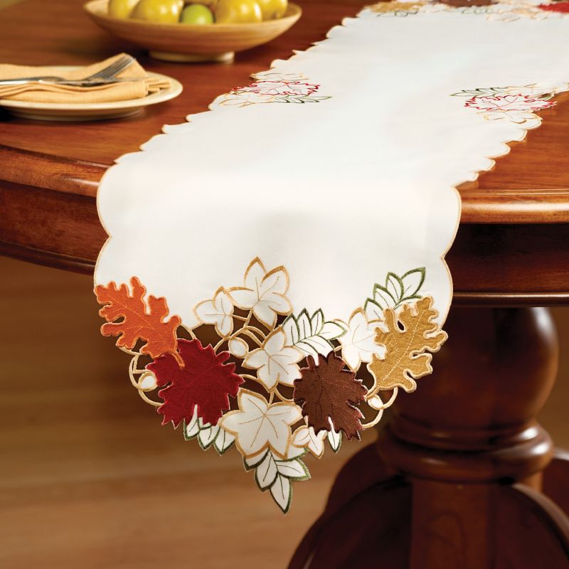 Collections Etc Maple Leaf Embroidered Fall Table Linens, 2 of 3