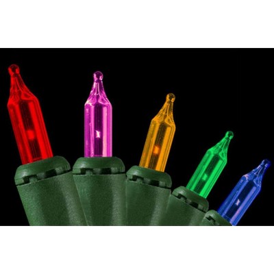 Merry and Light 50-Count Pink and Yellow Mini Christmas Light Set, 9.15ft Green Wire