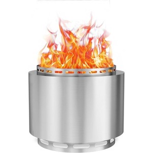 ALAULM 19-Inch Smokeless Fire Pit,Portable Outdoor Smokeless Stove-Wood Burning Stainless Steel Fireplace&Ash Poker&Carry Bag,for 4-6 People,Silver - 1 of 4