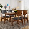 Set of 4 Mid Century Modern Upholstered Dining Chairs with Wood Frame and Linen Seat for Kitchen Dining Room or Restaurant–Maison Boucle - 3 of 4