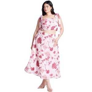 ELOQUII Women's Plus Size Floral Full Skirt - 1 of 4
