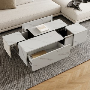 47" Rectangular Coffee Table, Sliding Top Cocktail Table with 2 Drawers & 2 Hidden Storage, Accent Center Table for Living Room Office - 1 of 4