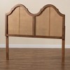 Hazel Vintage Wood and Synthetic Rattan Arched Headboard Walnut - Baxton Studio - 4 of 4