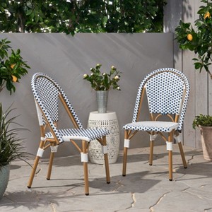 Christopher Knight Home Brandy Patio French Bamboo Finish Aluminum and Faux Rattan Bistro Chairs (Set of 2) - 1 of 4