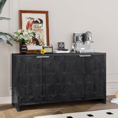 Aubrey 31.5''Hx46''Wx15.75''D Decorative Storage Cabinet With 3 Wooden Doors With Adjustable Shelf Sideboards And Buffets-Maison Boucle