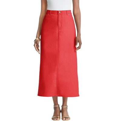 Jessica London Women's Plus Size True Fit Stretch Denim Midi Skirt