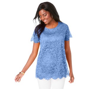 Jessica London Women's Plus Size Stretch Lace Tunic - 1 of 4
