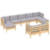 vidaXL 9 Piece Patio Lounge Set with Gray Cushions Solid Pinewood - Brown and Gray - 3 of 4