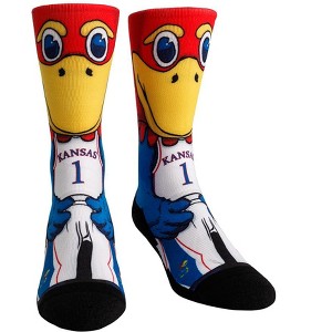 Rock Em Elite Kansas Jayhawks HyperOptic Mascot NCAA Licensed Crew Socks (L/XL) - 1 of 3