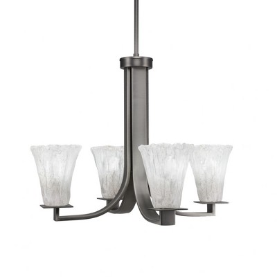 Toltec Lighting Apollo 4 - Light Chandelier in  Graphite with 5.5" Fluted Italian Ice Shade