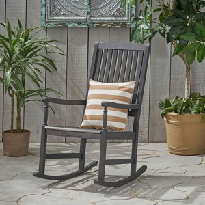 VisioGear Rustic Style Rocking Chair with Tall Backrest, High Back Rocking Chairs for Outdoor & Indoor, Brown, 23"*32"*43.5" - 1 of 4