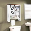 Wall-Mounted Bathroom Cabinet with Sliding Barn Door and Adjustable Shelf, Farmhouse-Style Over-Toilet Storage with Towel Bar, Suitable for Bathroom - 2 of 4