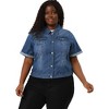 Agnes Orinda Women's Plus Size Denim Button Front Crop Short Sleeve Trucker Jean  Jackets Blue 5x : Target