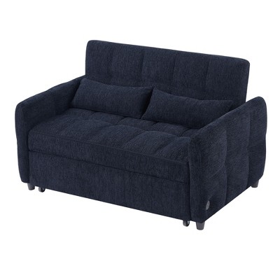 NicBex 52.8 Inch Tufted Loveseat Sofa Pull-out Sofa Bed with Adjustable Backrest,3 USB Ports and 2 Pillows for Living Room,Apartment