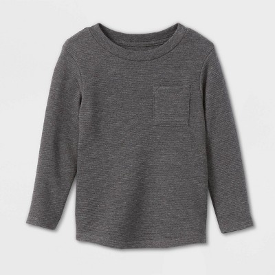 Toddler Boys' Ottoman Long Sleeve Knit T-Shirt - Cat & Jack™ Charcoal Gray 3T