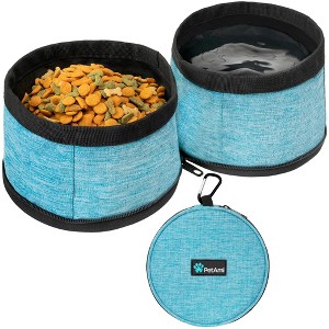 PetAmi Collapsible Dog Food and Water Bowls, 2 Travel Bowls, Portable Pet Dish No Spill, Foldable Lightweight BPA Free Leakproof - 1 of 4