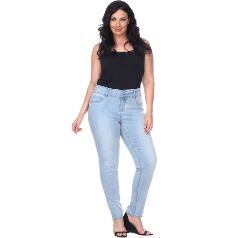 Women's Plus Size Capri Jeans Light Blue 16 - White Mark : Target