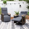 Tangkula Set Of 2 Patio Rattan 360° Swivel Recliner Chair Wicker Lounge Chair w/Adjustable Backrest & Footrest Reclining Seat w/Flip Side Table - 2 of 4