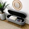 Okak Mid-century Modern Oval Storage Ottoman Bench with Rubber Wood Legs Soft Long Storage Footrest Stool for Living Room, Entryway, Bedroom, Gray - 3 of 4