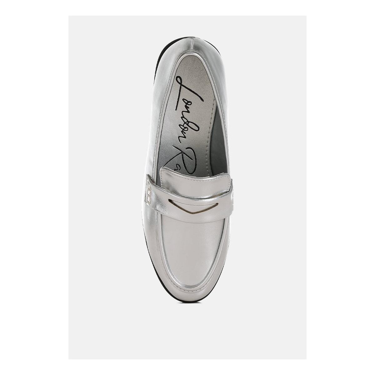 Женские туфли London Rag Womens Rugle Metallic Faux Leather Flat Loafers 6 — фото 4