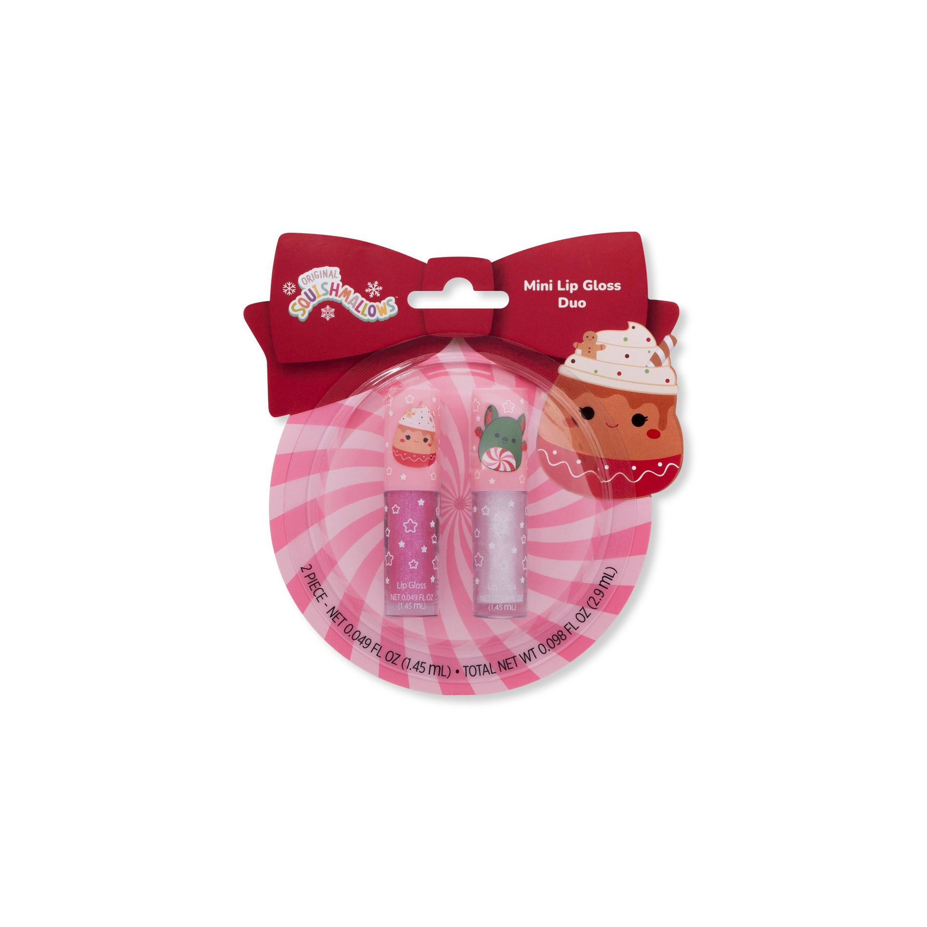 Squishmallow Holiday Ornament - Mini Lip Gloss Gift Set - 2pc