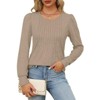 Coolmee Women's Long Sleeve Shirts Pleated Crewneck Business Casual Blouses - 2 of 4