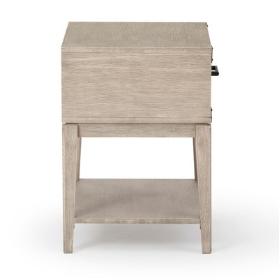 Seashell Wirebrush Pine Wood Nightstand with 1 Drawer