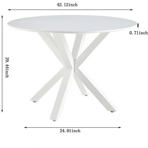 Vynxaria 42.1" White End Table - Mid-century Round Dining & Leisure Coffee Table - 1 of 4