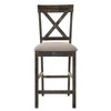 Linen Upholstered Counter Height Stools with Cross Back, Ideal for Kitchens and Bars (Set of 2) - 2 of 4