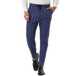 Lars Amadeus Men's Business Striped Pants Drawstring Waist Slim Fit Dress Trousers
