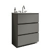 FAMYYT 24 in. Single Sink Freestanding Gray Bath Vanity with White Engineered Stone Top (Assembled), 3 DTC Soft-closing Drawers - 3 of 4